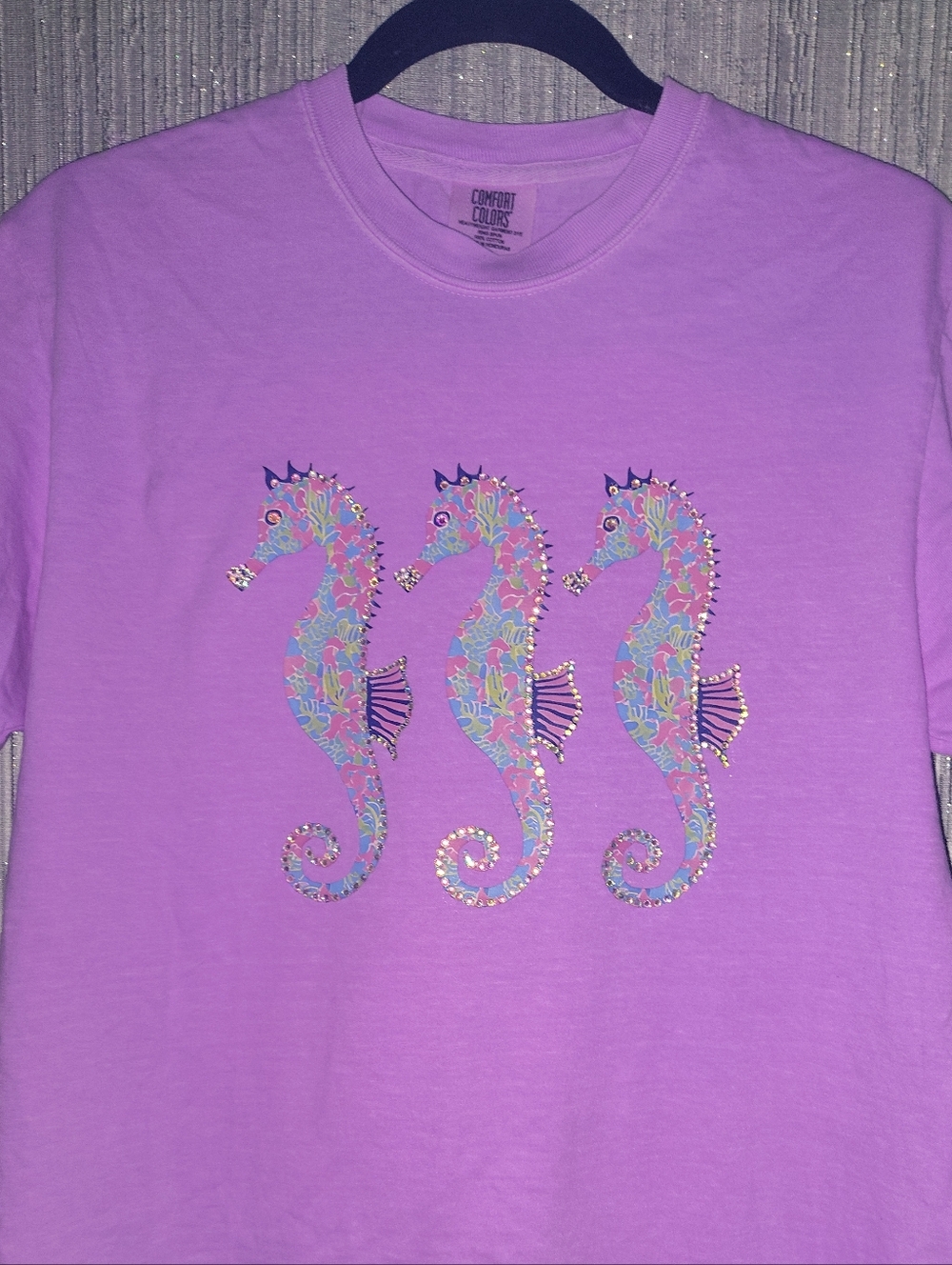 Rhinestone Neon Seahorse Graphic Tee